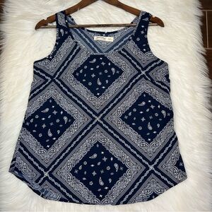 FADED GLORY Bandana Print Tank Womens Small 4/6 Blue Western Boho Cowgirl  Excel